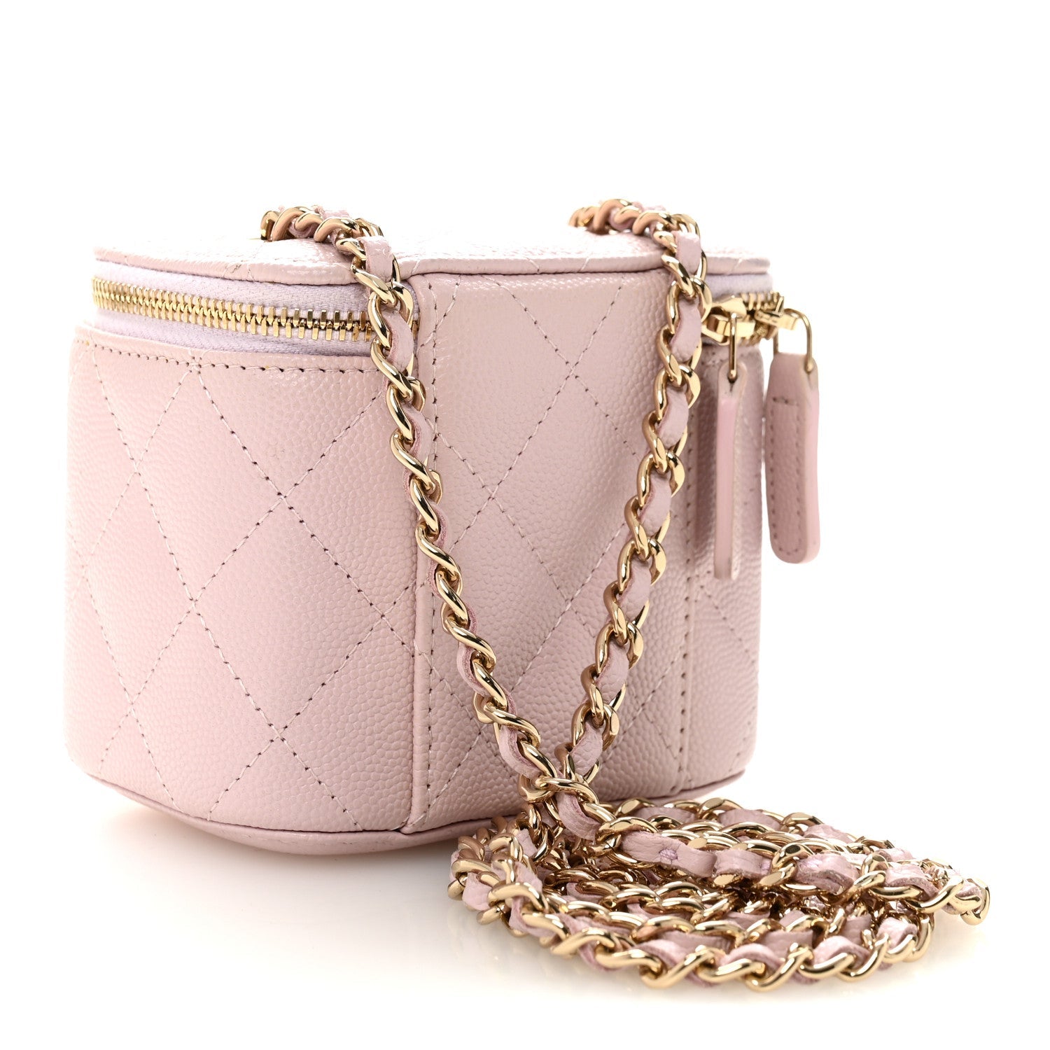 Chanel Caviar Quilted Mini Vanity Case With Chain Light Pink