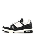 Louis Vuitton Calfskin Monogram Denim Mens LV Trainer Sneakers 8.5 Black