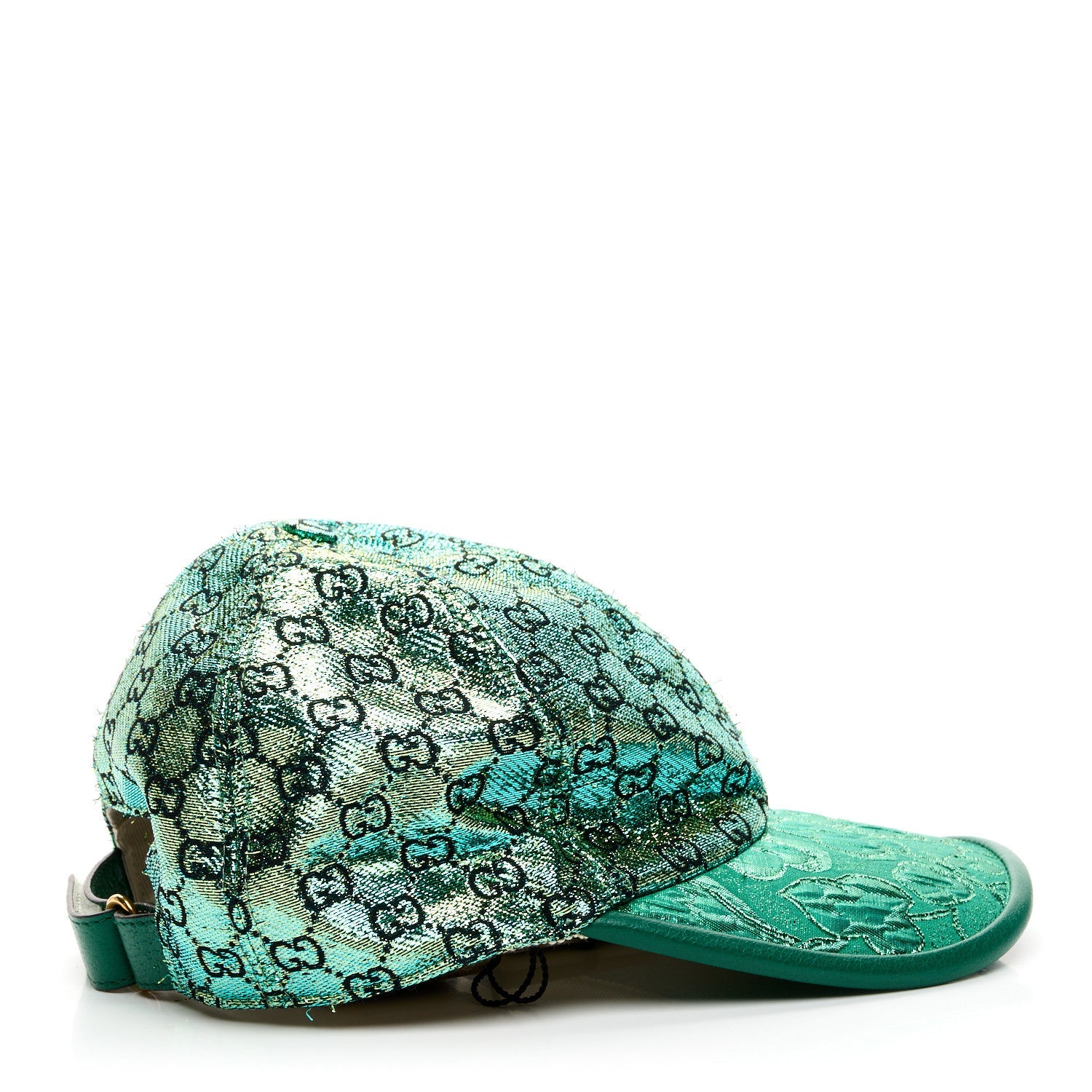 Gucci Silk Blend Jacquard Monogram Santa Barbara Baseball Hat S Green Black Radiant