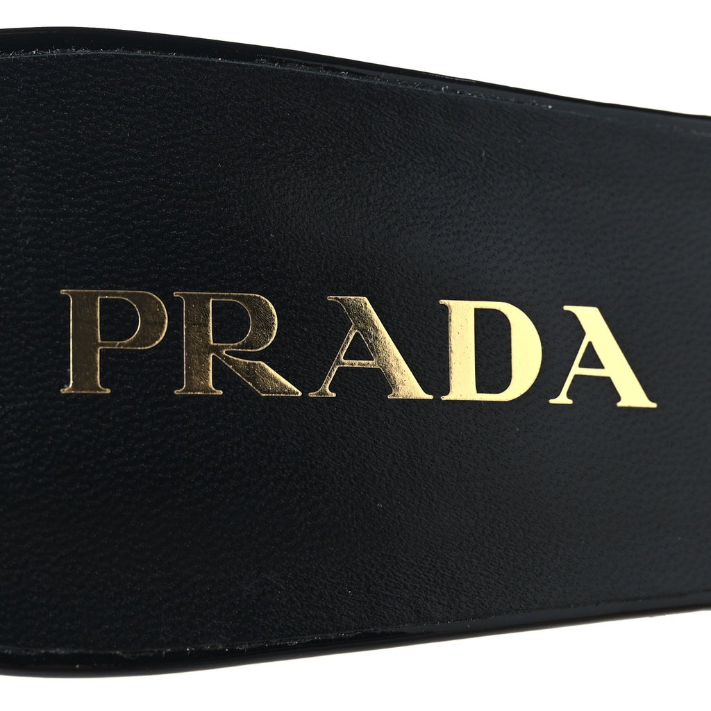 Prada Vernice Crystal Bow Pumps 39 Black