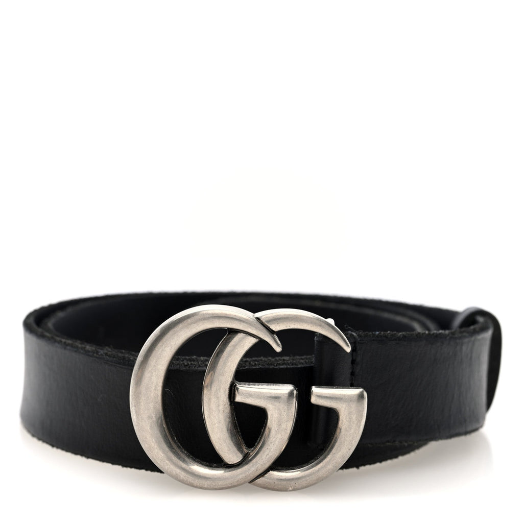 Gucci Cuoio Toscano Nickel Double G 85 34 Belt Black