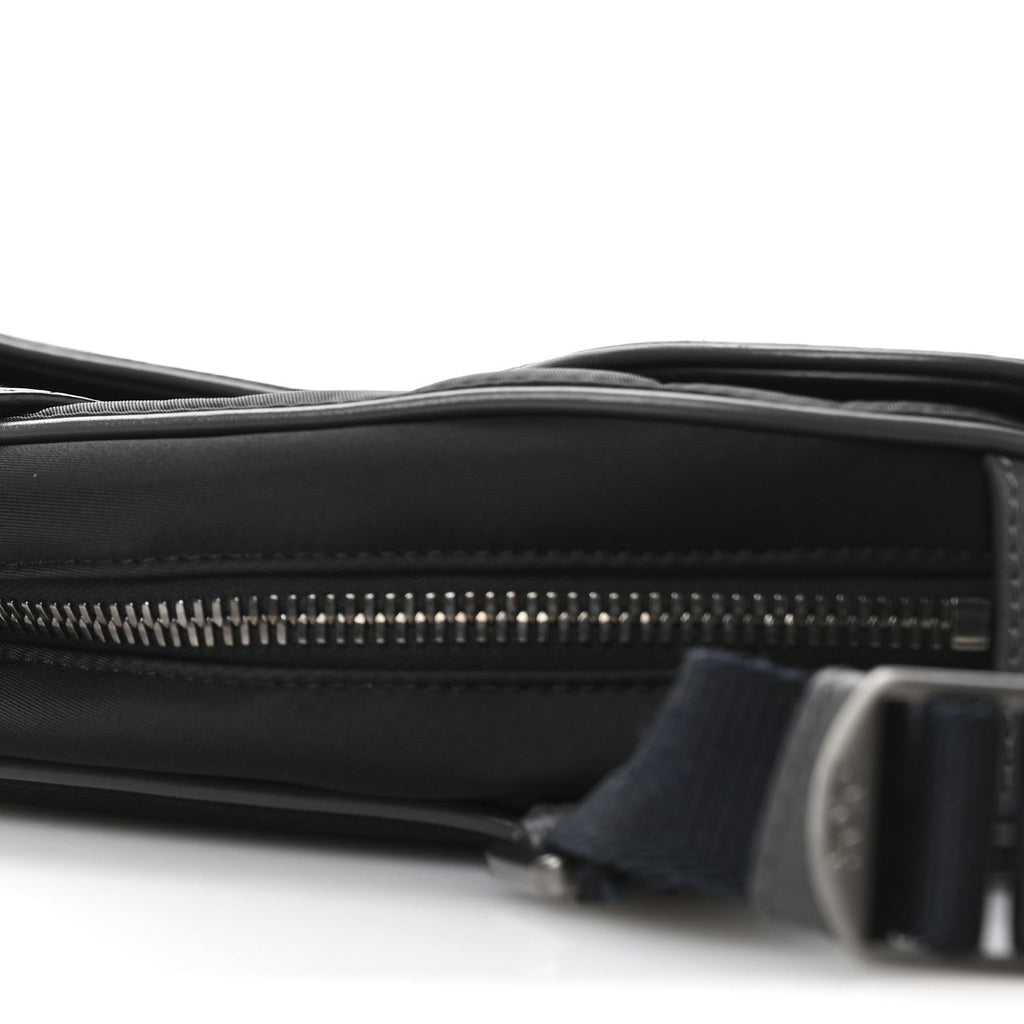 Christian Dior Nylon Grained Calfskin Saddle Bag Black Multicolor