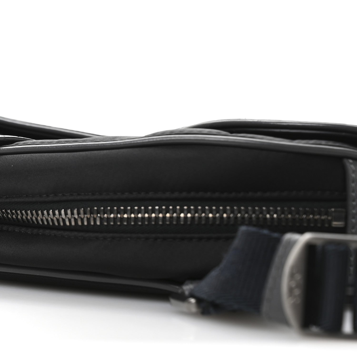 Christian Dior Nylon Grained Calfskin Saddle Bag Black Multicolor