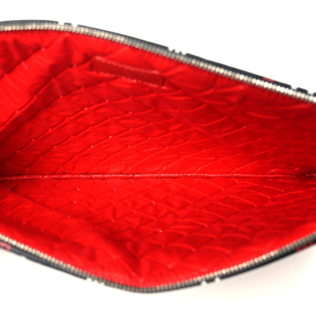 Lambskin Quilted Large Data Center Cosmetic Case Black