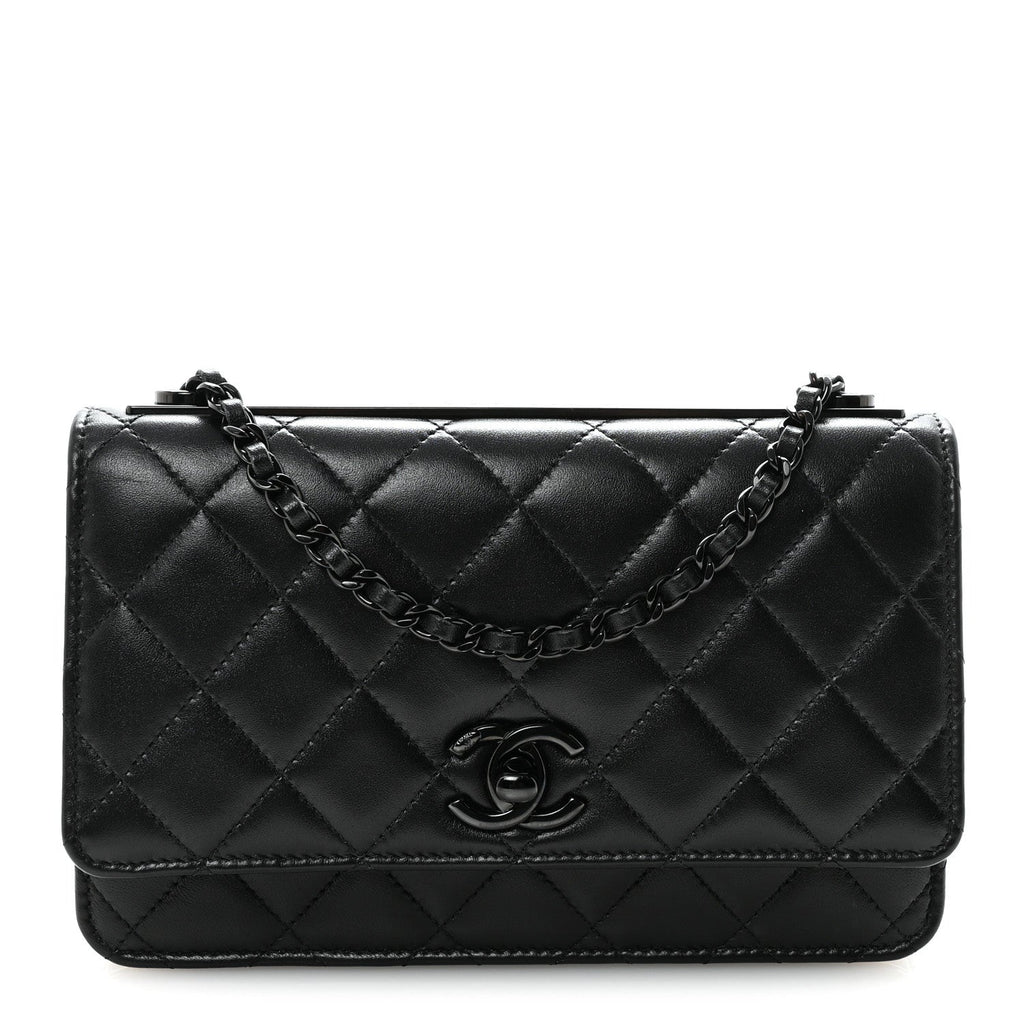 Chanel Lambskin Quilted Trendy CC Wallet On Chain WOC So Black