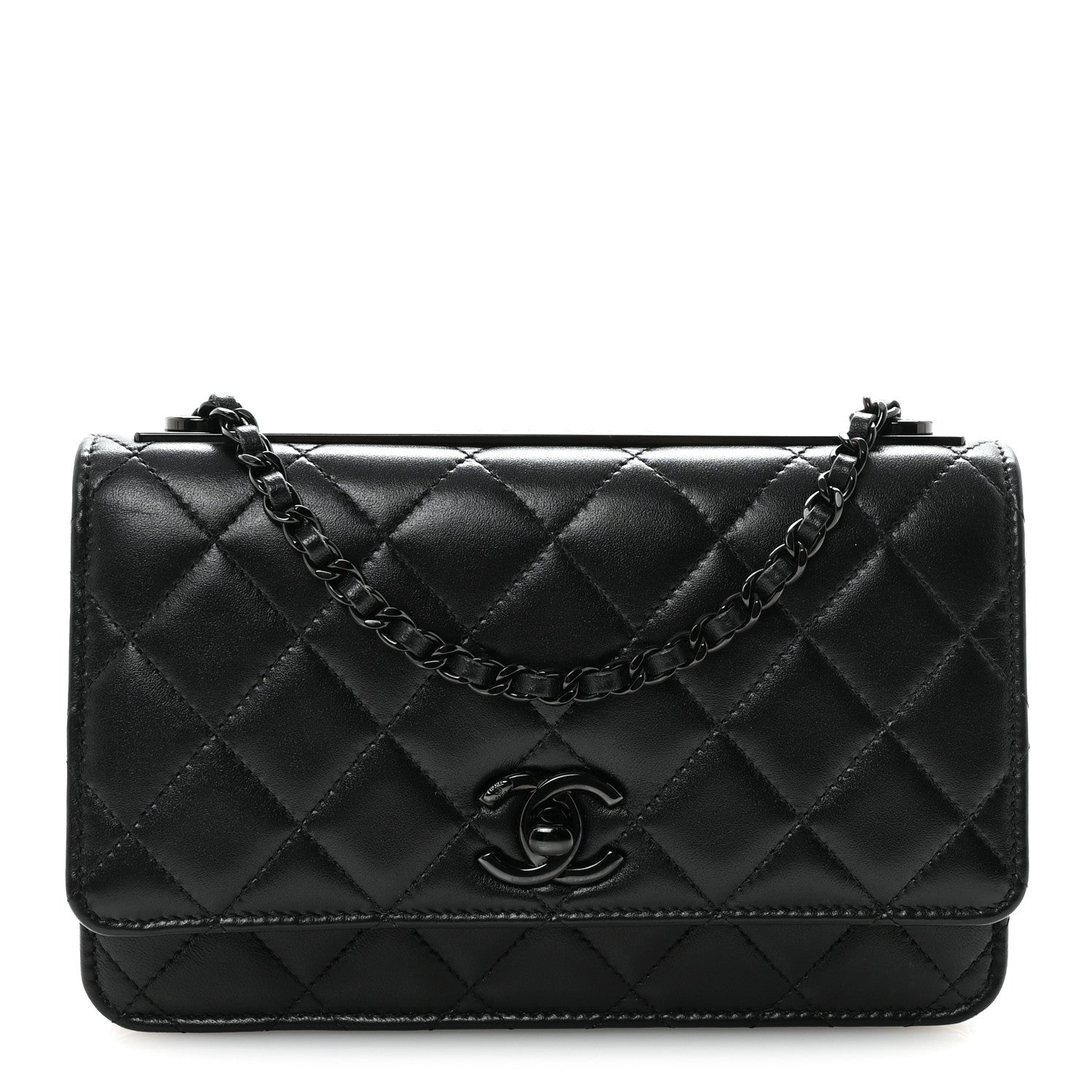 Chanel Lambskin Quilted Trendy CC Wallet On Chain WOC So Black