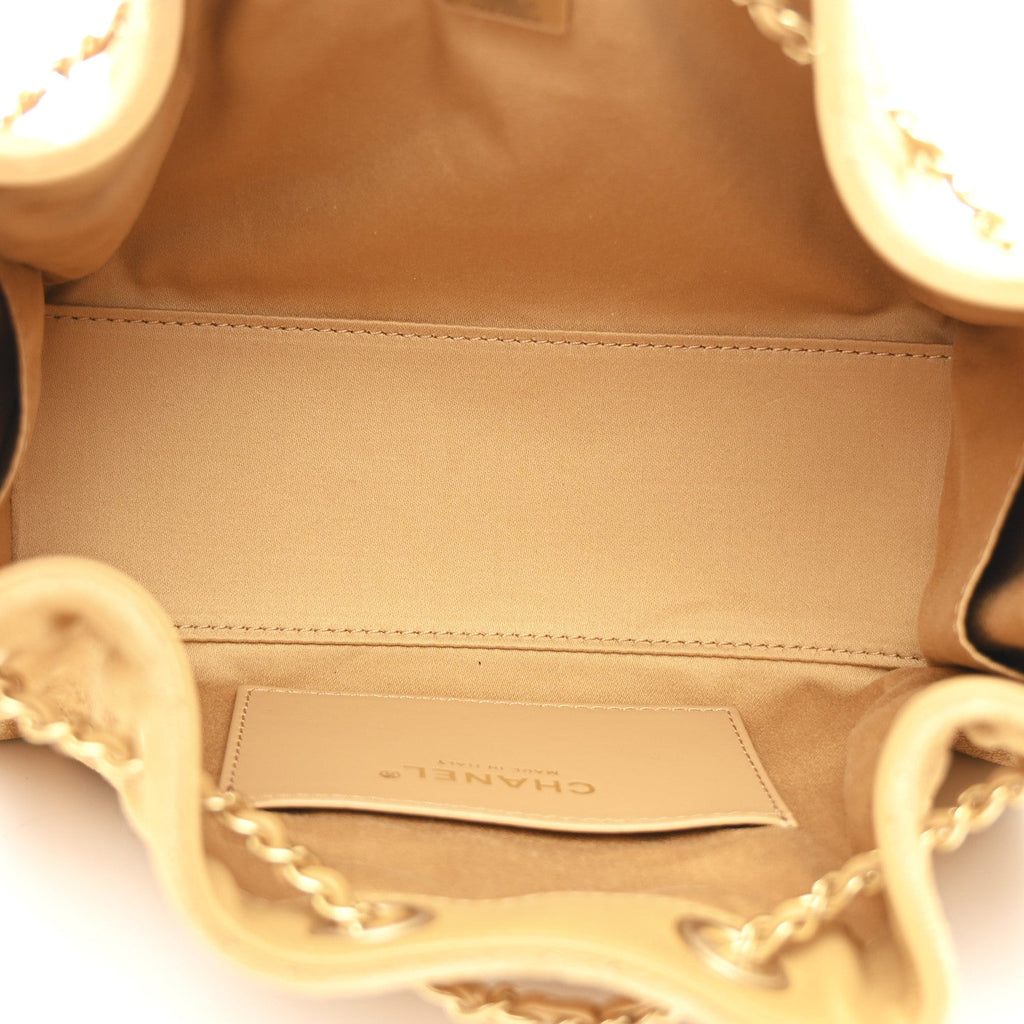 Chanel Suede Quilted Mini Chanel 25 Handbag Beige