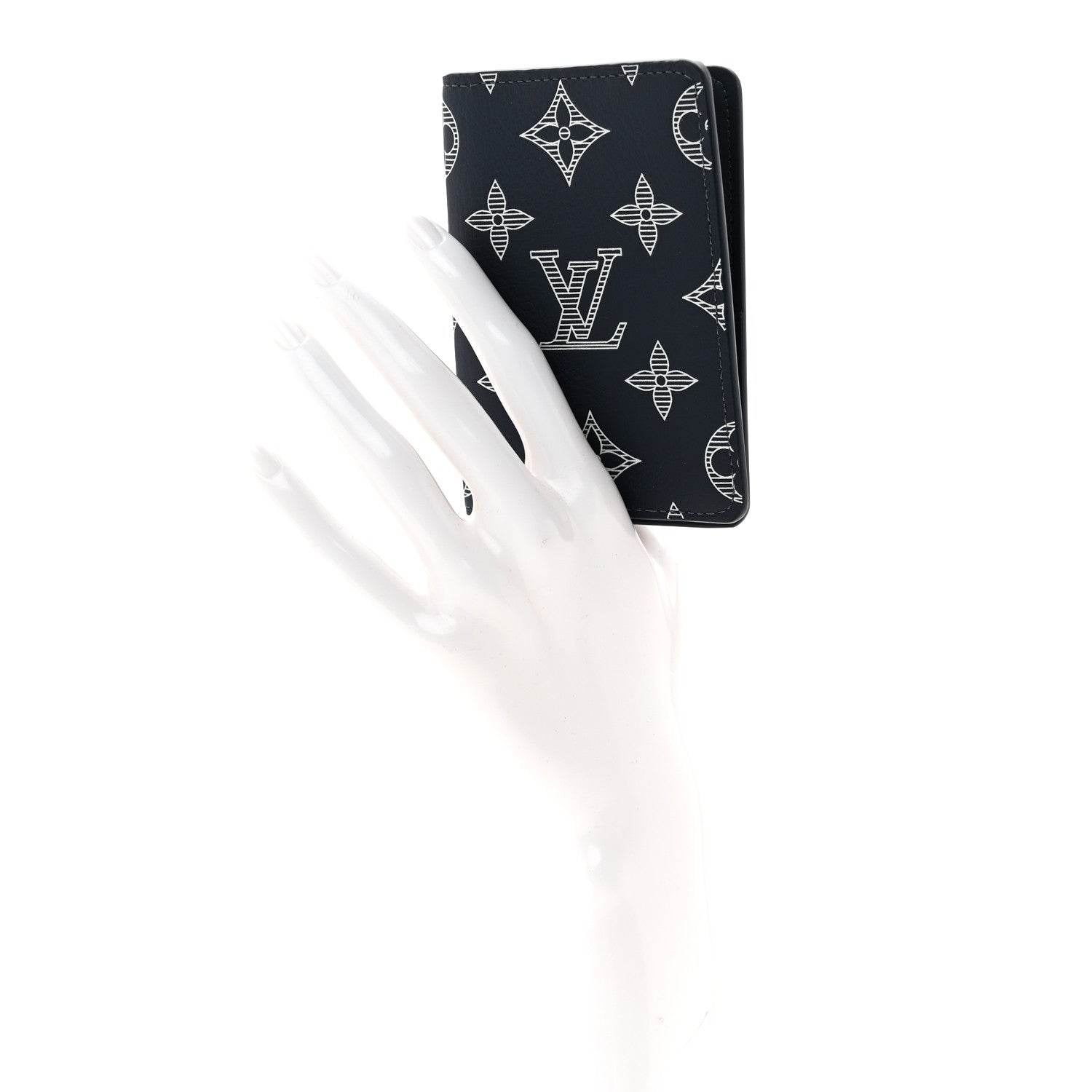 Louis Vuitton Calfskin Monogram Shadow Pocket Organizer Navy Blue White