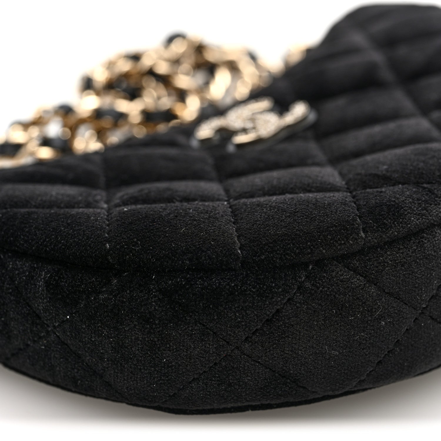 Chanel Velvet Crystal Quilted Chain Hobo Black