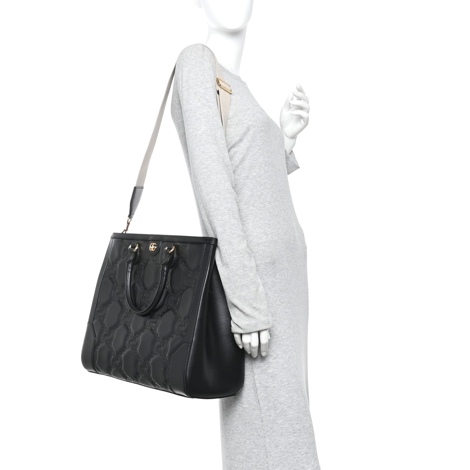 Gucci Calfskin GG Matelasse Tote Bag Black