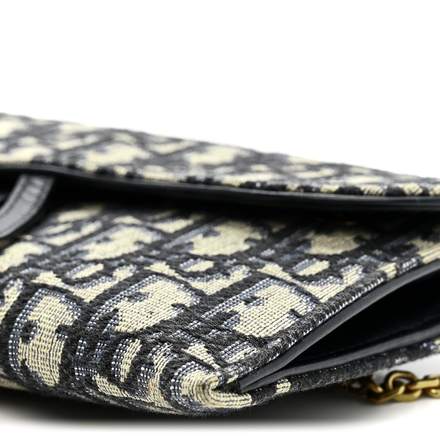 Christian Dior Oblique Saddle Chain Long Wallet Blue