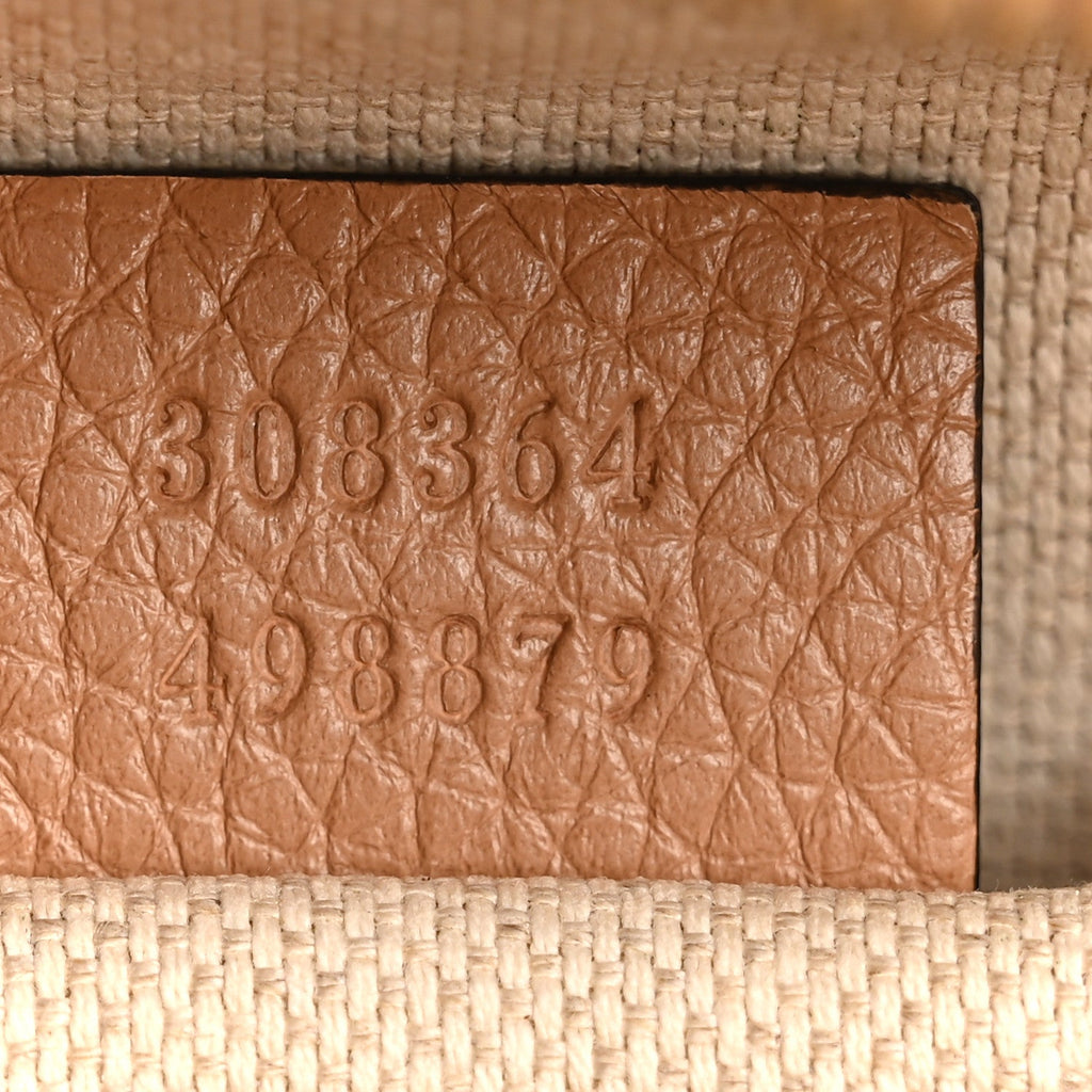Gucci Pebbled Calfskin Small Soho Disco Bag Camelia