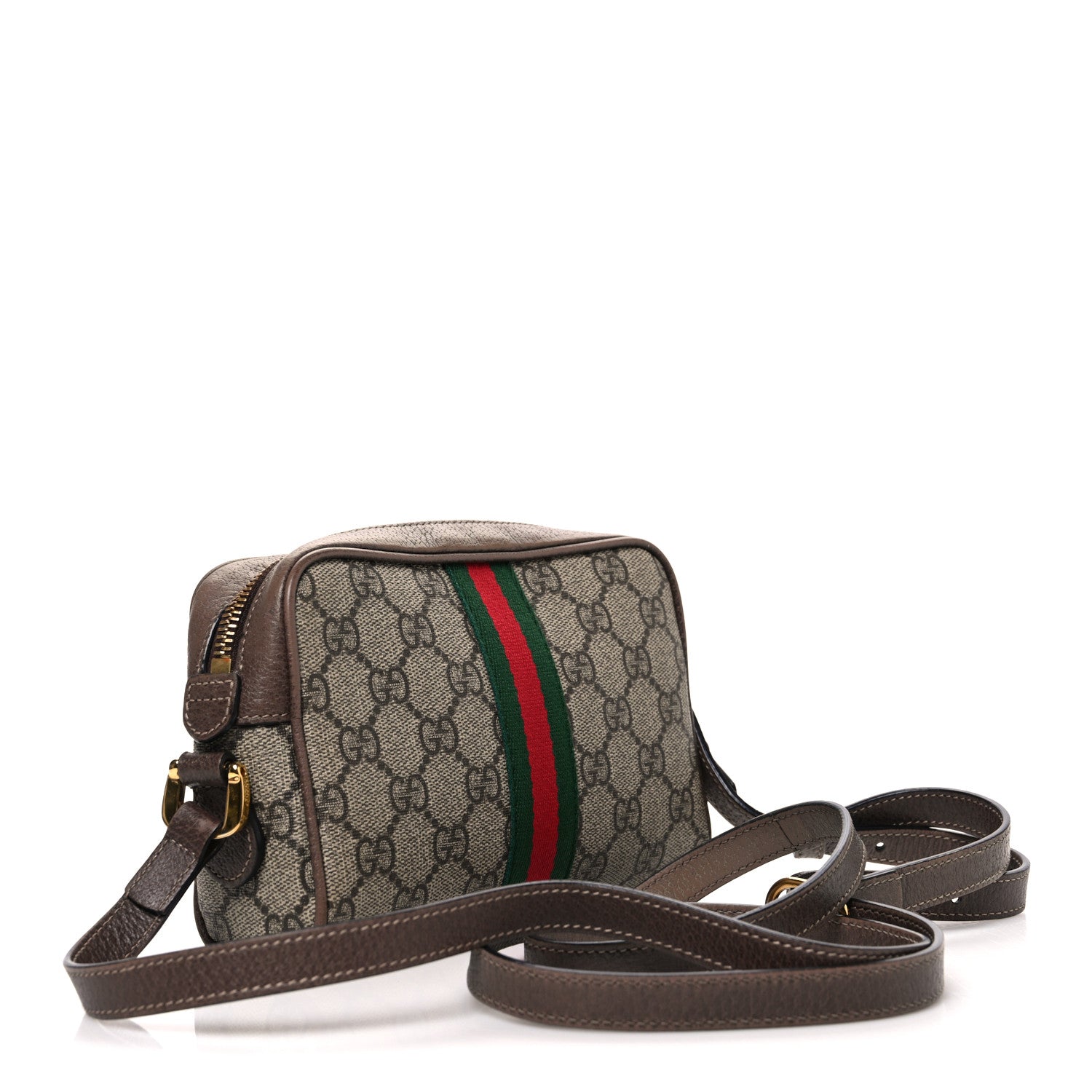 Gucci GG Supreme Monogram Web Mini Ophidia Shoulder Bag Brown
