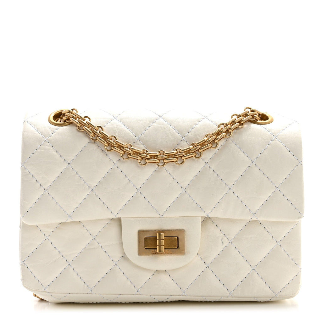 Chanel Aged Calfskin Quilted 2.55 Reissue Mini Flap White