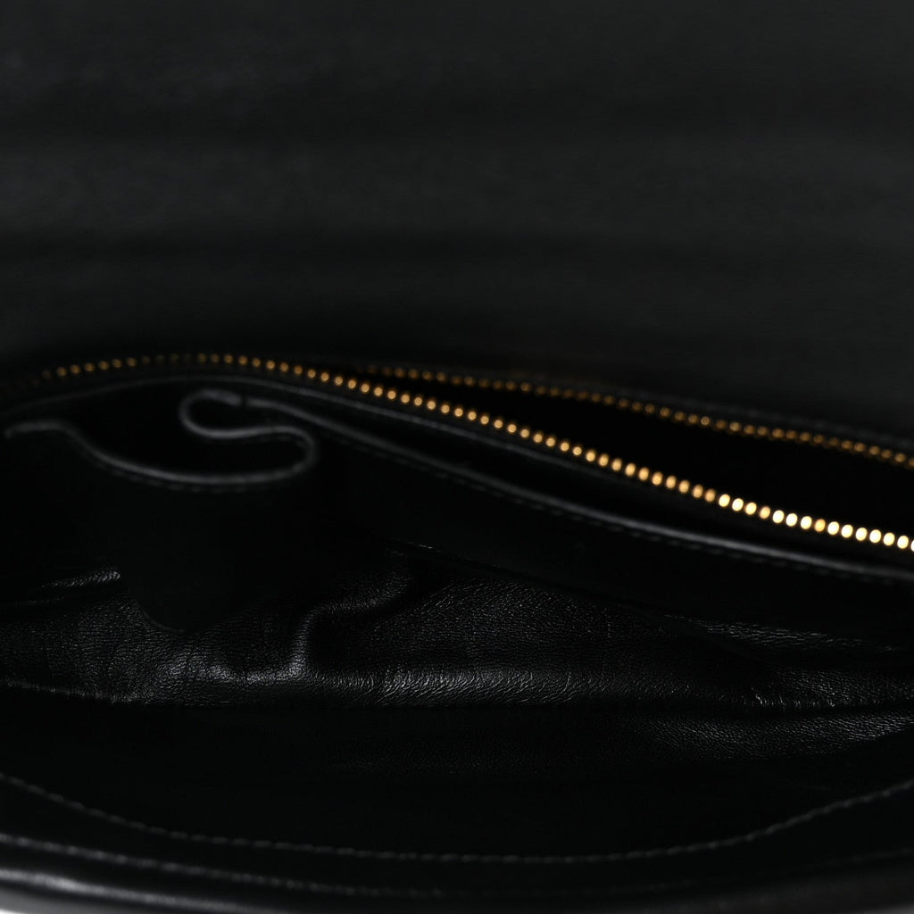 Gucci Lambskin Mini GG Milano Top Handle Shoulder Bag Black