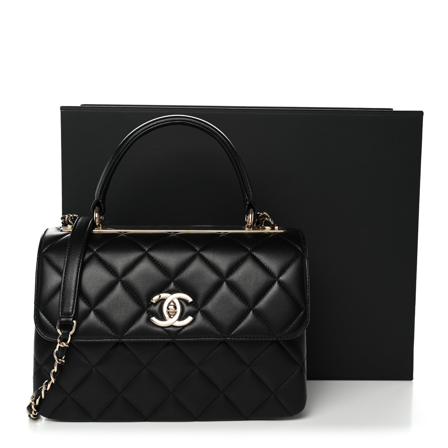 Chanel Lambskin Quilted Small Trendy CC Dual Handle Flap Bag Black