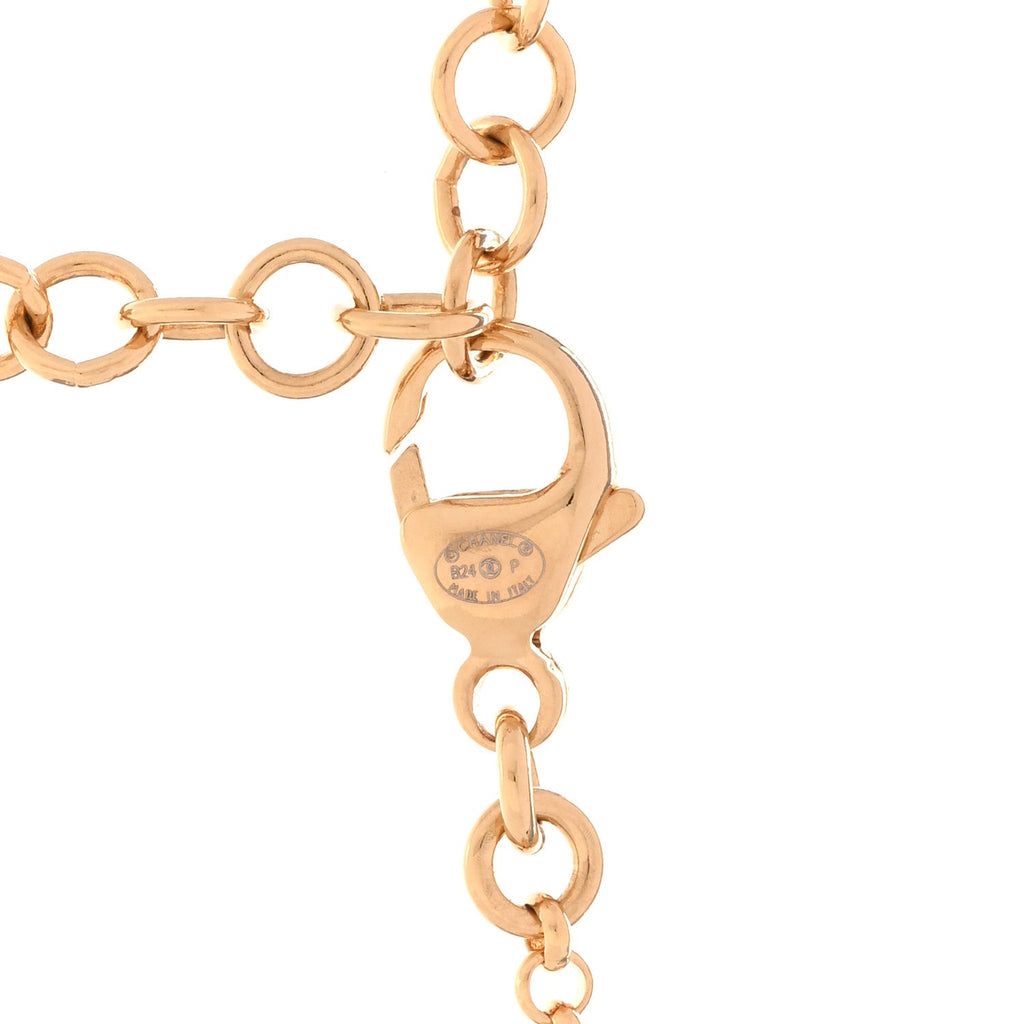 Enamel CC Medallion Chain Necklace Gold Black White