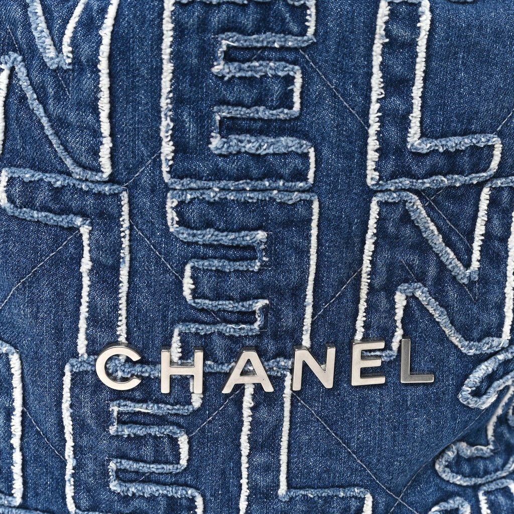 Chanel Denim Patchwork Logo Chanel 22 Blue