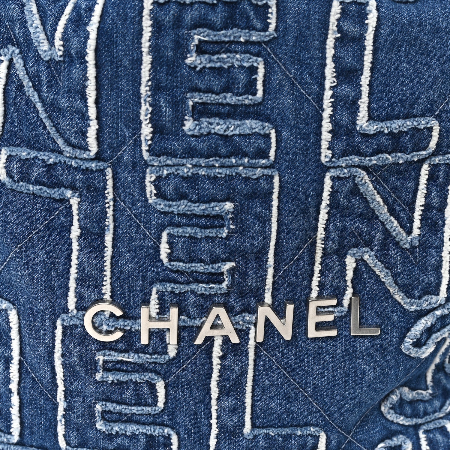 Chanel Denim Patchwork Logo Chanel 22 Blue