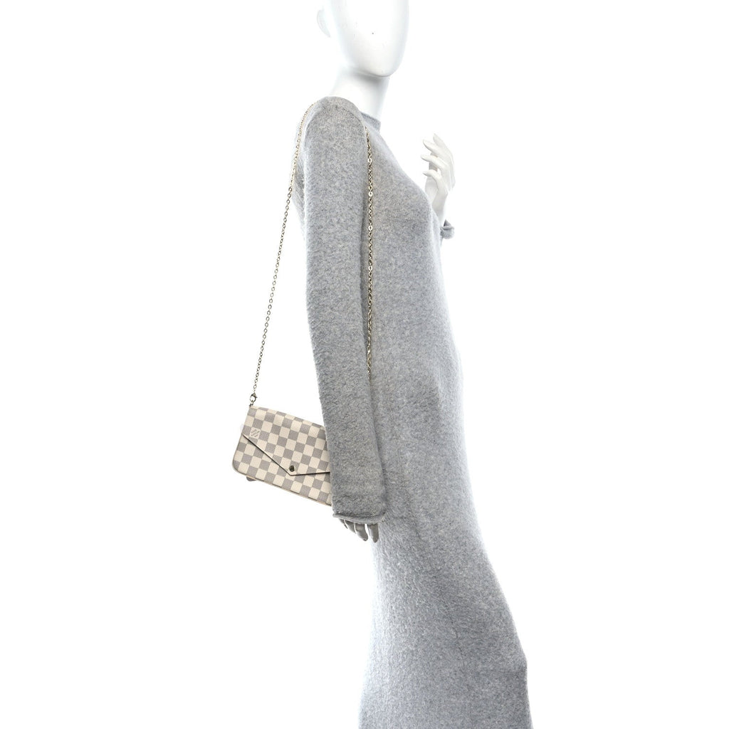Louis Vuitton Damier Azur Pochette Felicie Chain Wallet Rose Ballerine