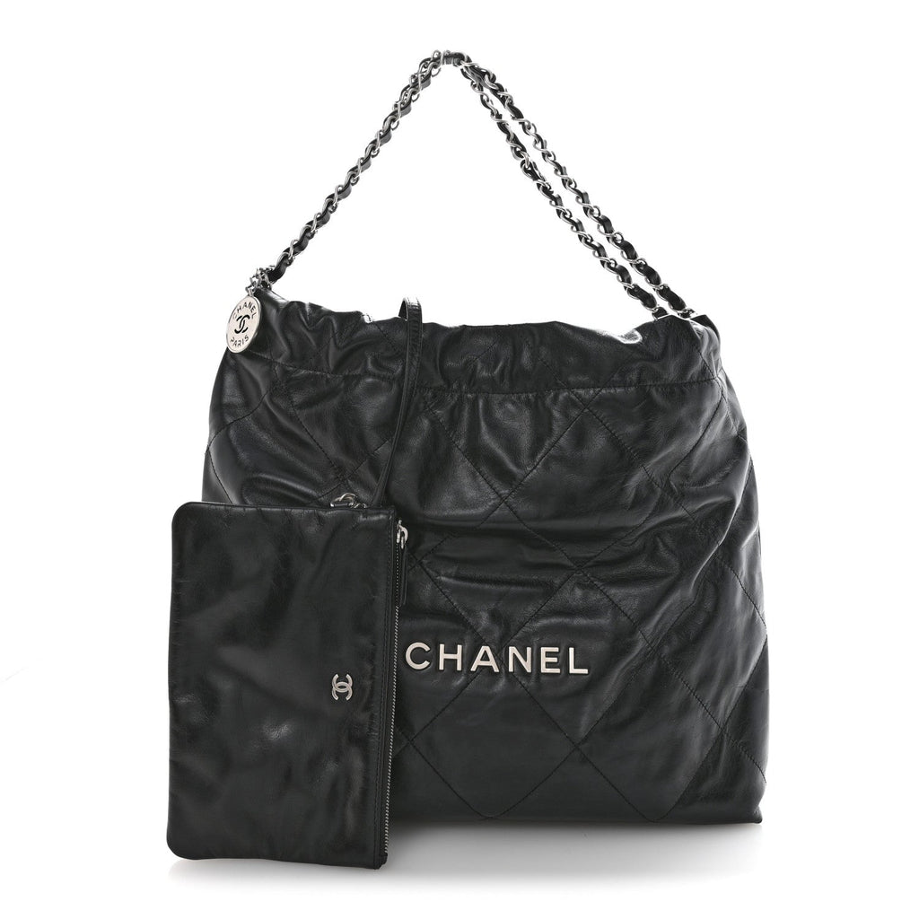 Chanel Shiny Calfskin Quilted Chanel 22 Black