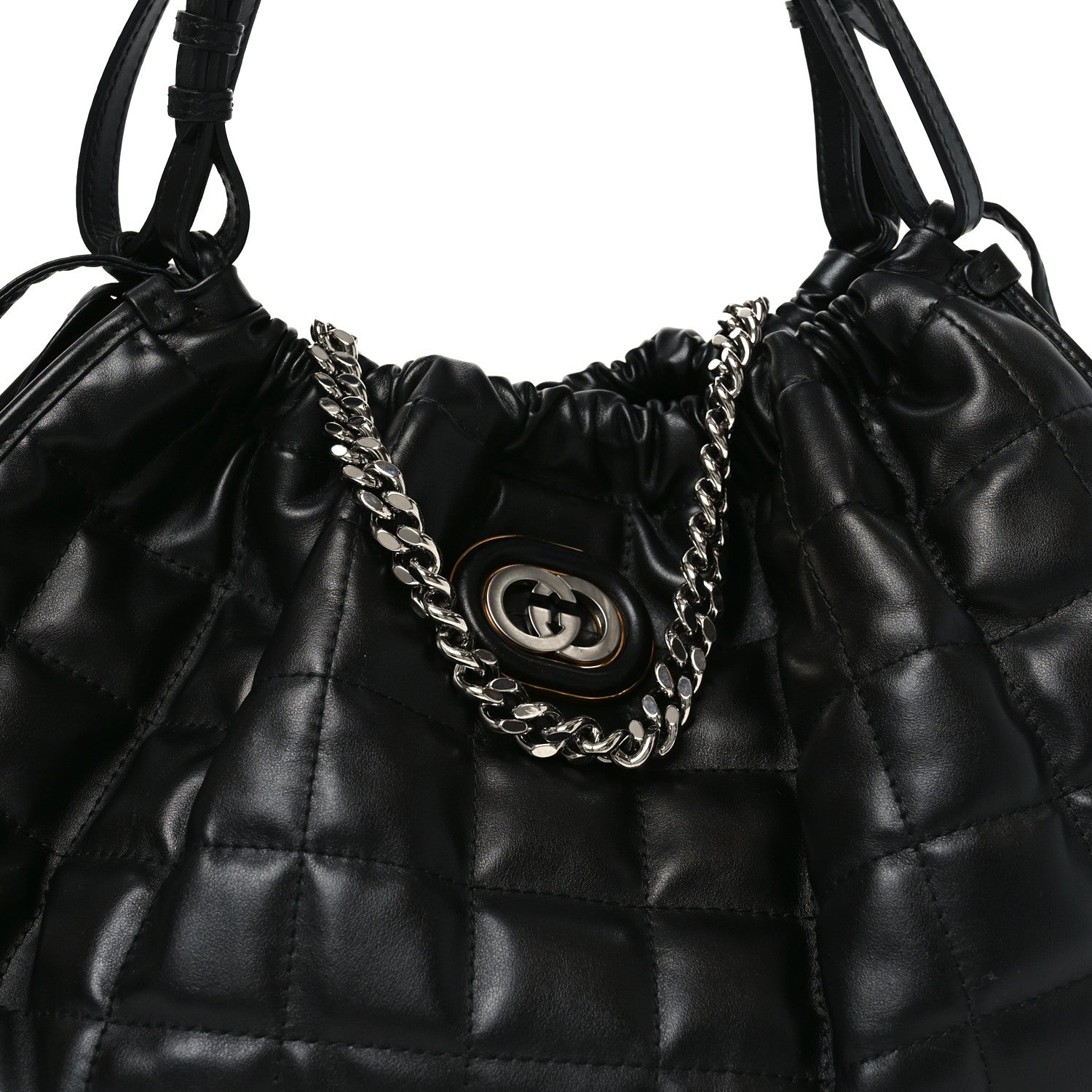 Gucci Calfskin Quilted Medium Deco Tote Bag Black