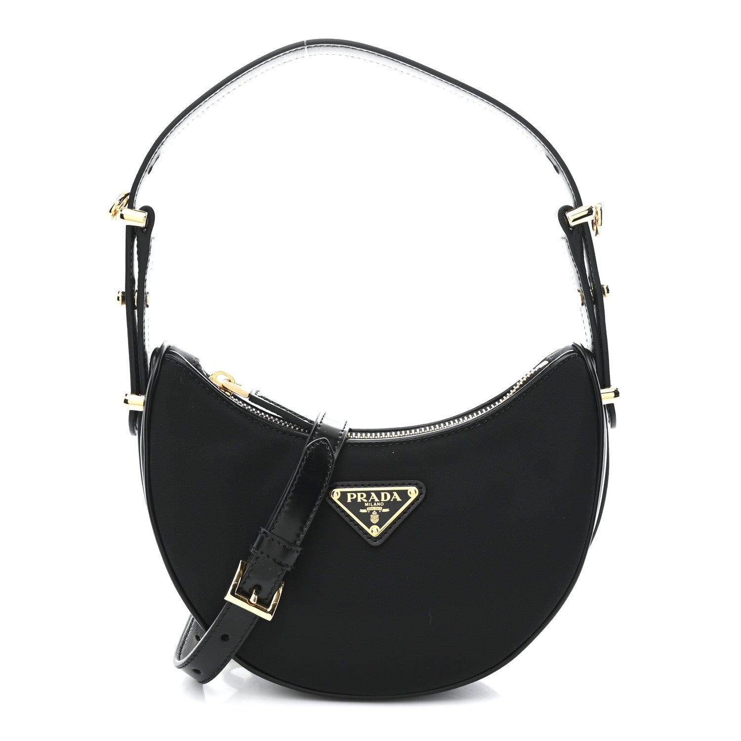 Prada Re-Nylon Spazzolato Mini Arque Shoulder Bag Black