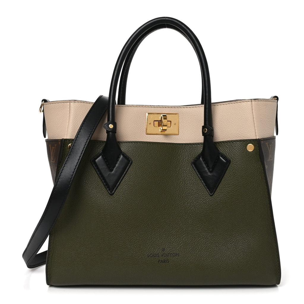 Louis Vuitton Calfskin Monogram On My Side MM Laurier Green Toffee Latte Beige