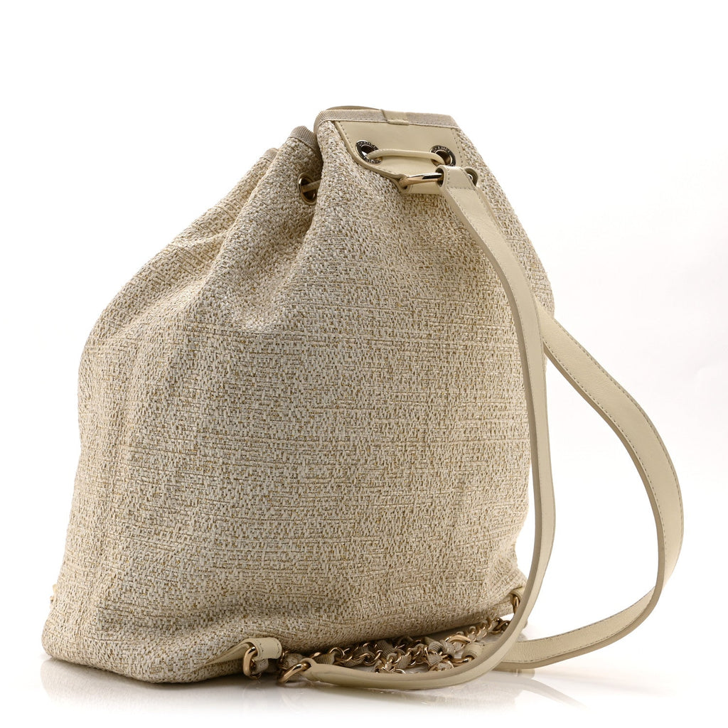 Chanel Canvas Large Deauville Backpack Light Beige