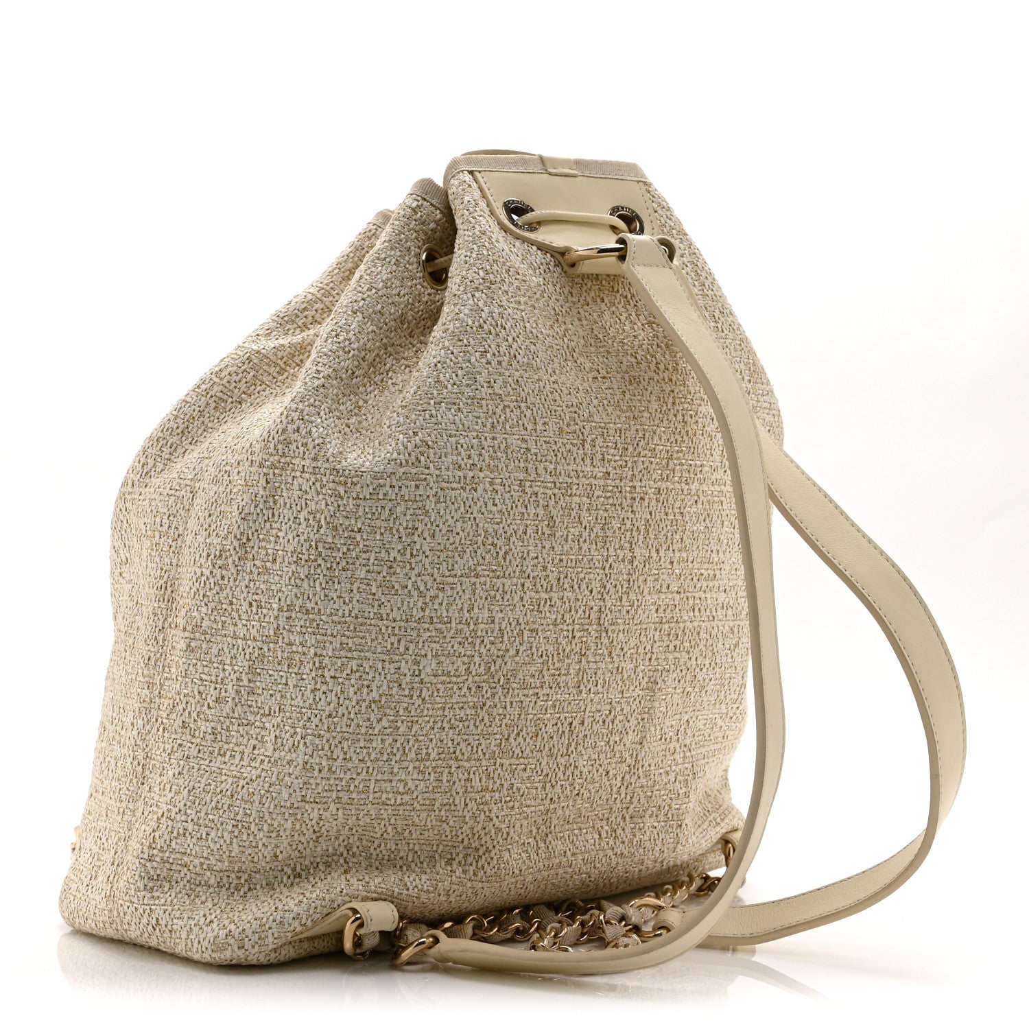 Chanel Canvas Large Deauville Backpack Light Beige