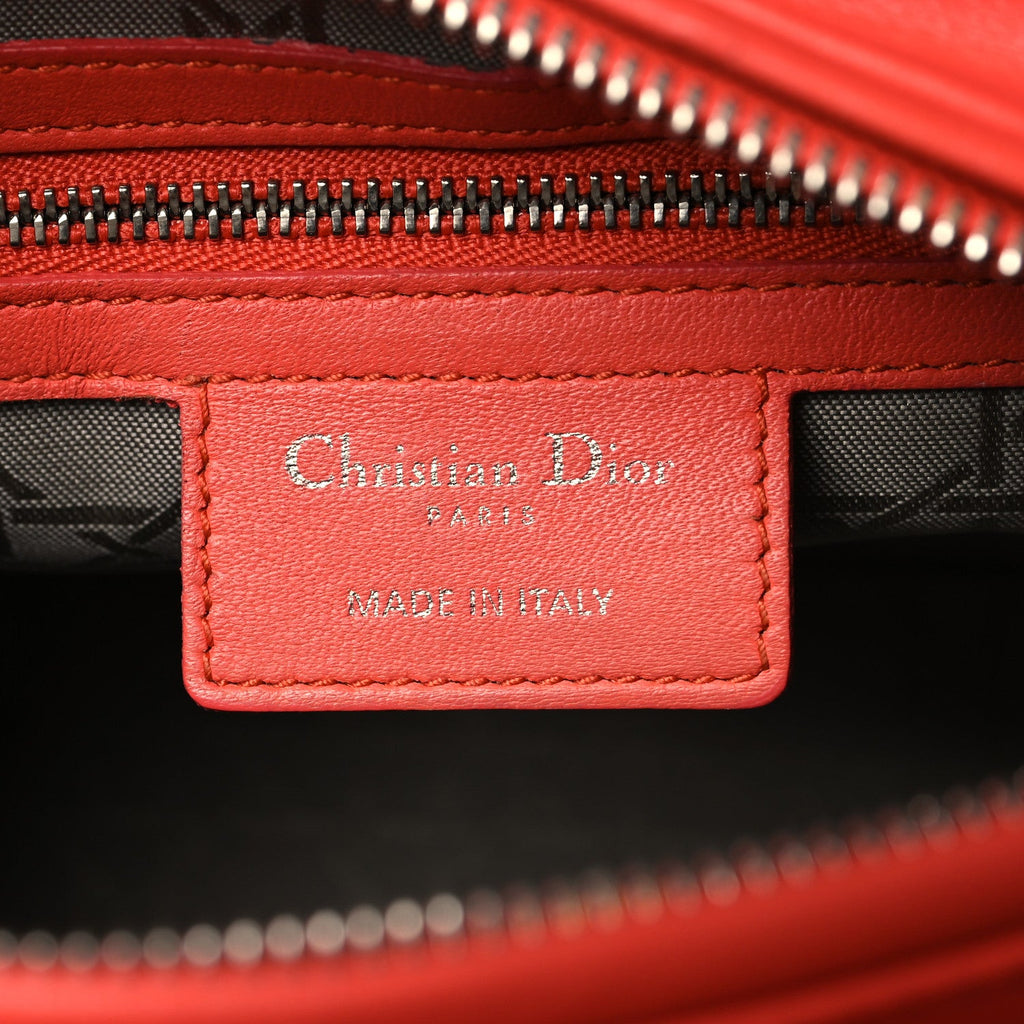 Christian Dior Lambskin Cannage Medium Lady Dior Coral