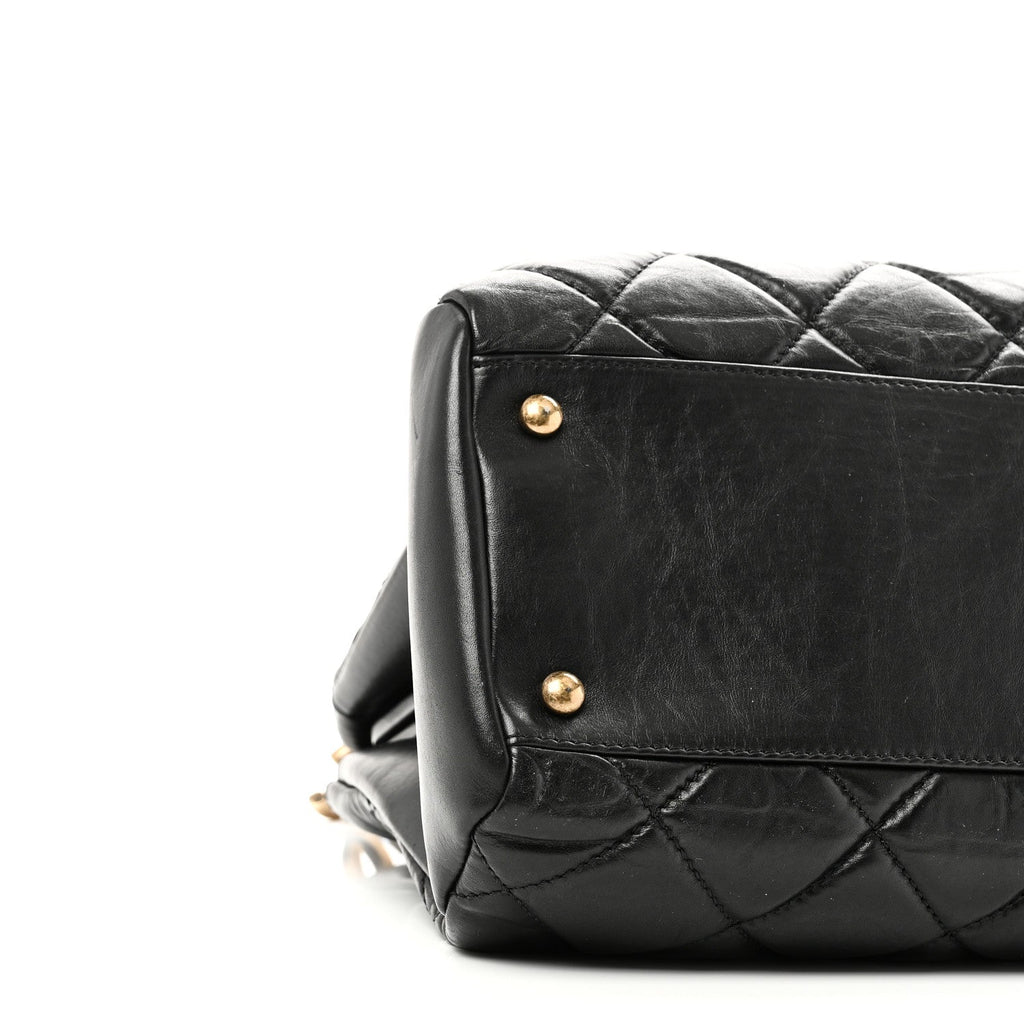 Chanel Aged Calfskin Large Just Mademoiselle Bowling Bag Black