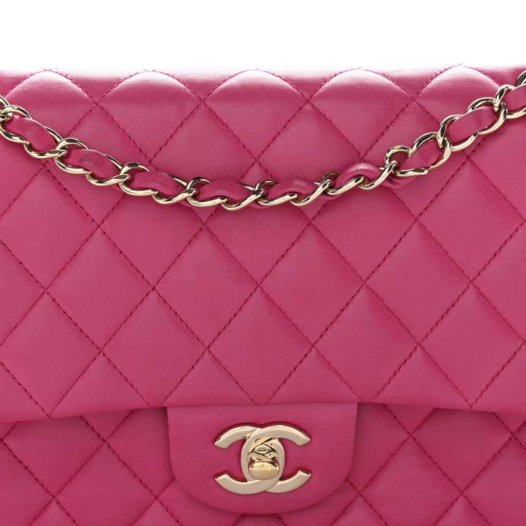 Chanel Lambskin Quilted Medium Double Flap Pink