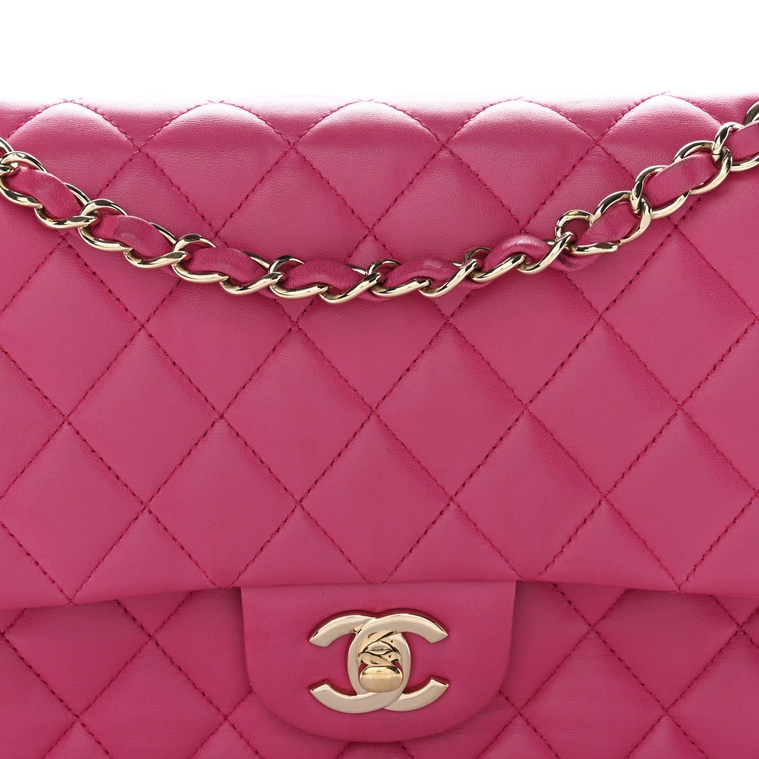Chanel Lambskin Quilted Medium Double Flap Pink