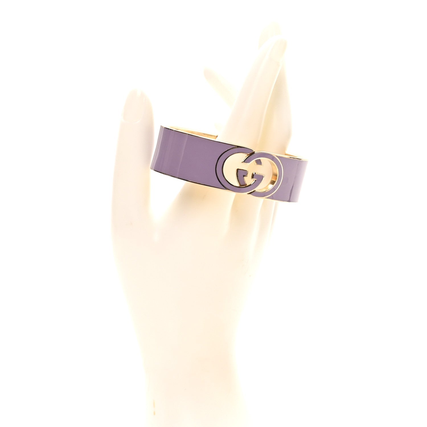 Gucci Enamel Interlocking G Cuff Bracelet Lilac