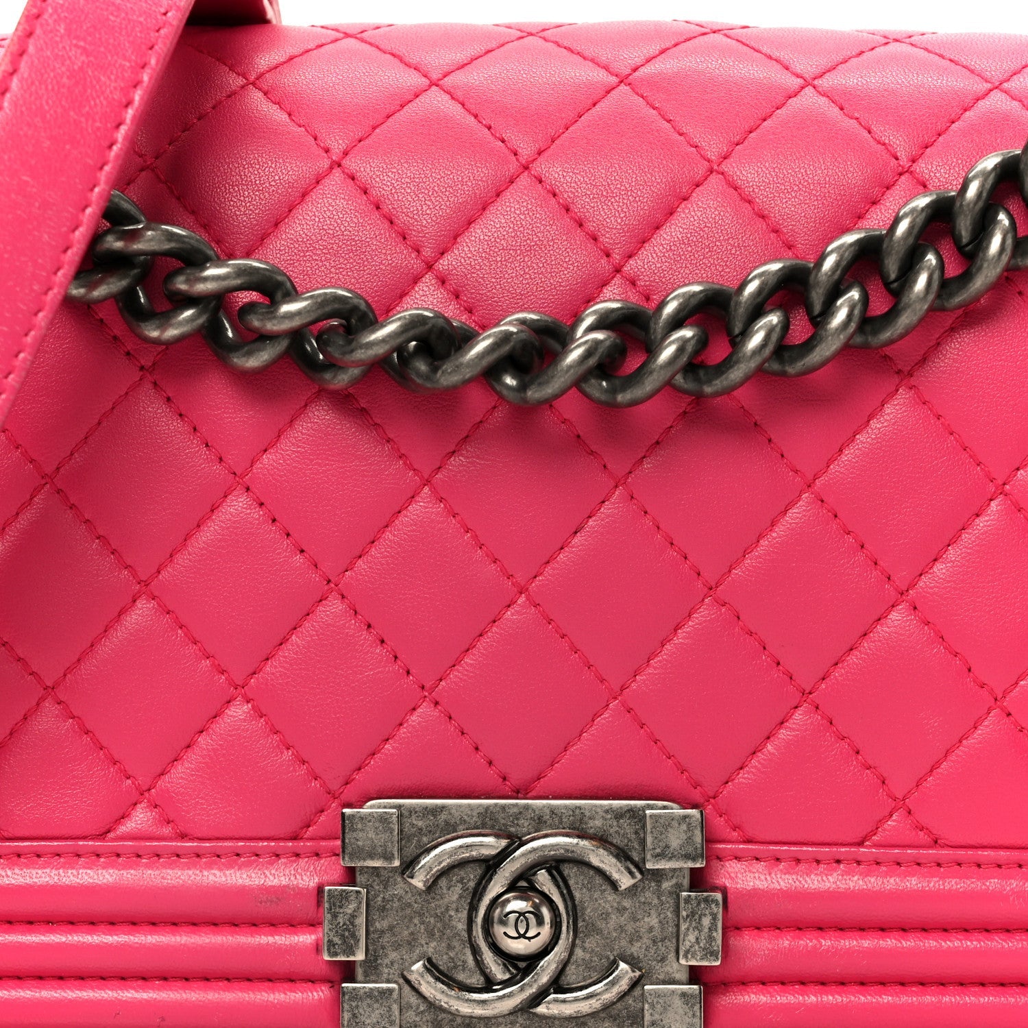 Chanel Lambskin Quilted Medium Boy Flap Dark Pink