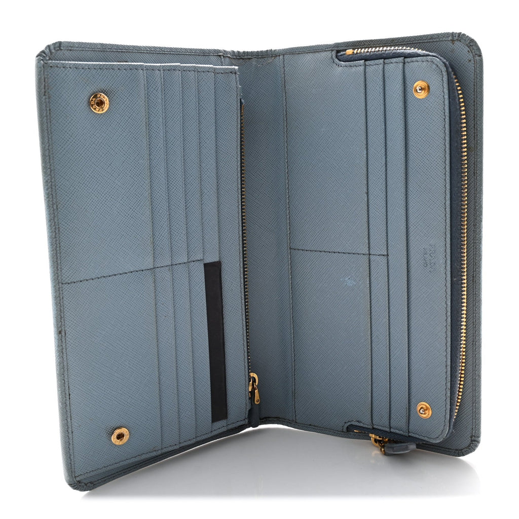 Prada Saffiano Metal Continental Wallet Astrale