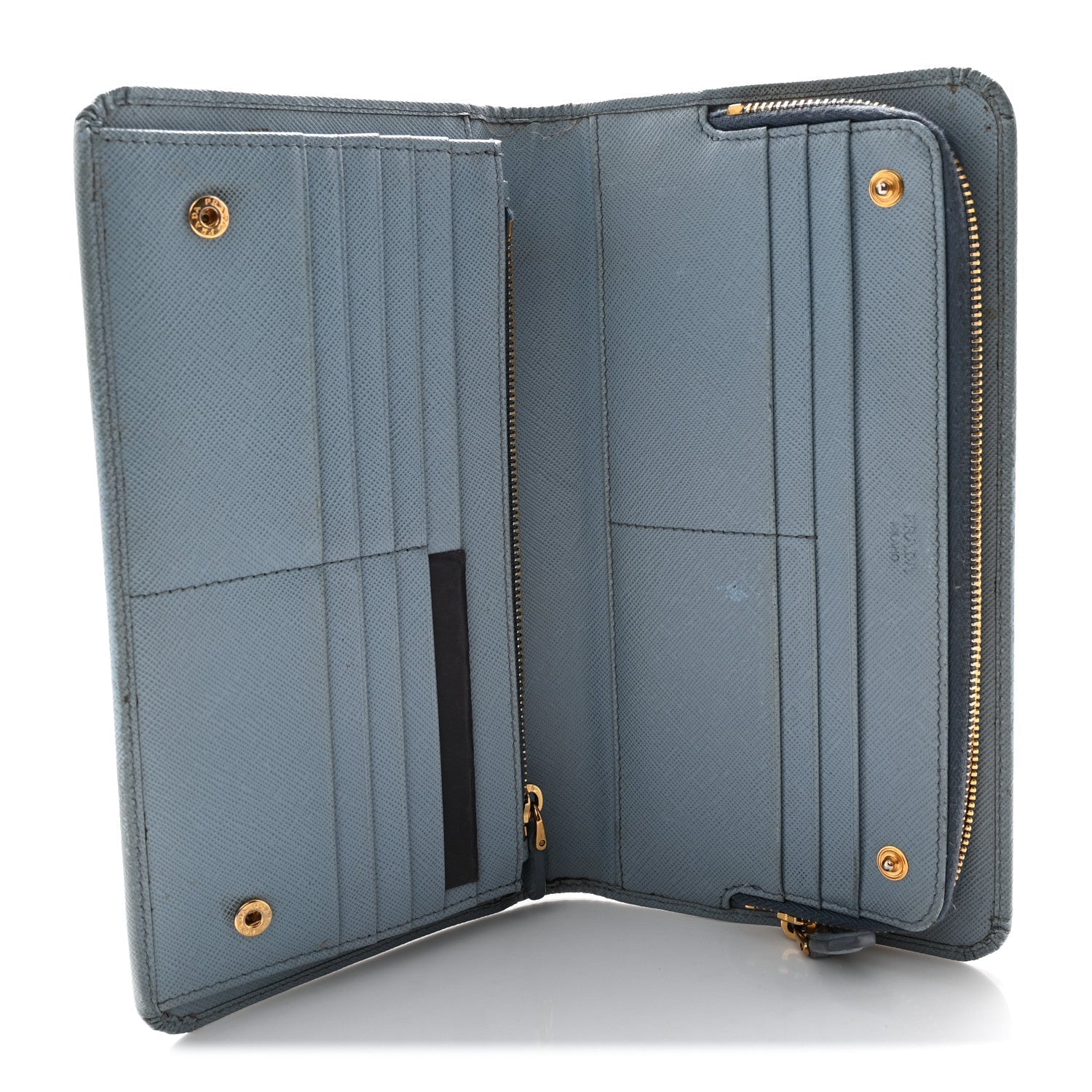 Prada Saffiano Metal Continental Wallet Astrale