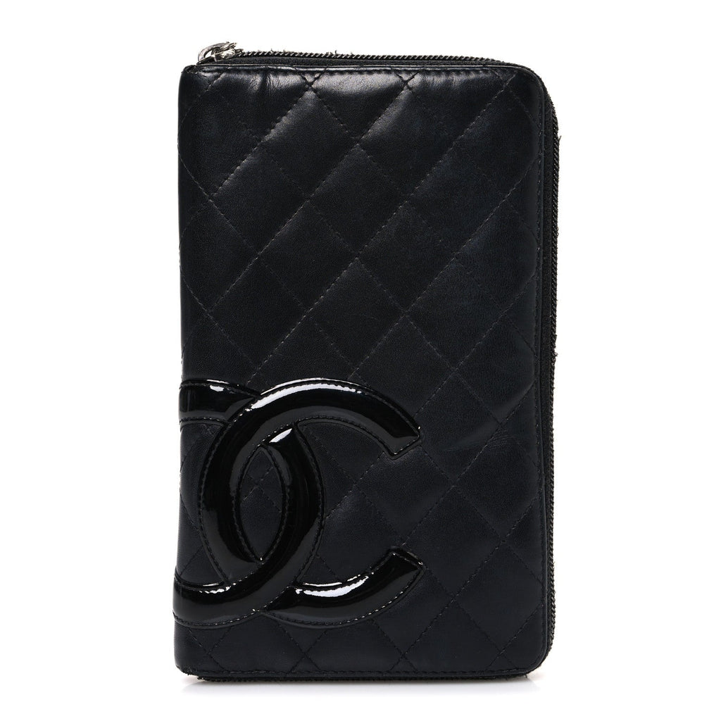 Calfskin Cambon Zip Around Organizer Wallet Black