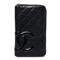 Calfskin Cambon Zip Around Organizer Wallet Black