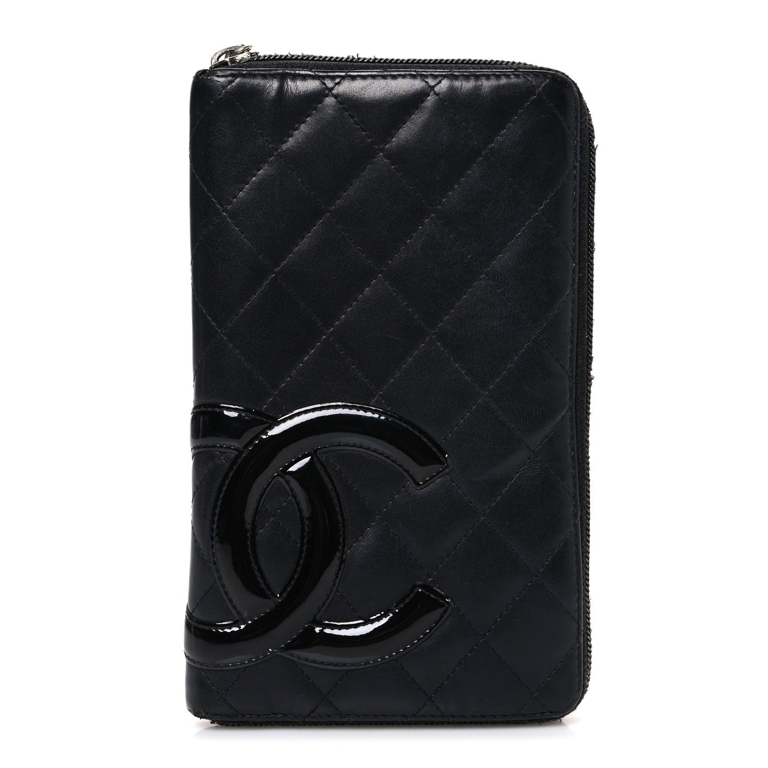Calfskin Cambon Zip Around Organizer Wallet Black