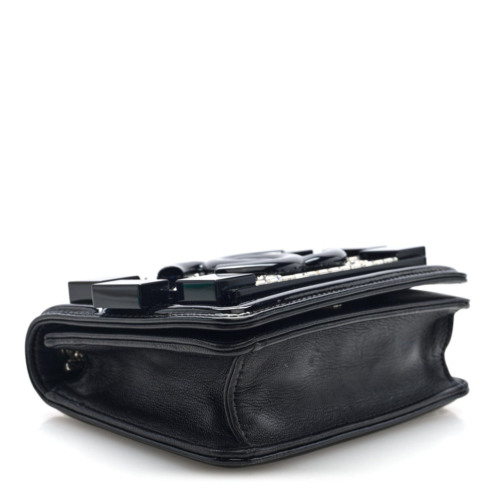 Chanel Plexiglass Patent Baguette Crystal Mini Boy Brick Flap Black