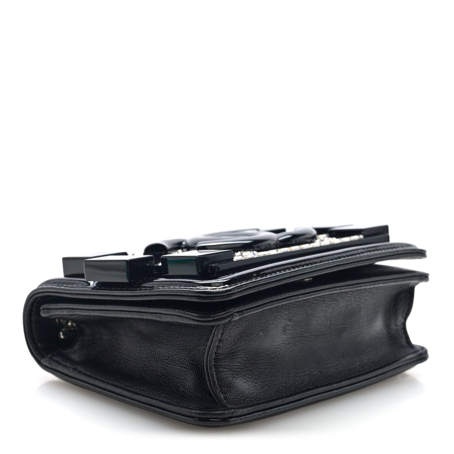 Chanel Plexiglass Patent Baguette Crystal Mini Boy Brick Flap Black