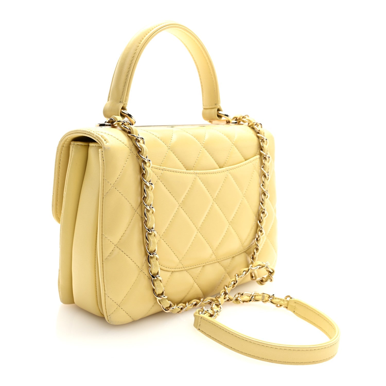 Chanel Lambskin Quilted Small Trendy CC Flap Dual Handle Bag Yellow