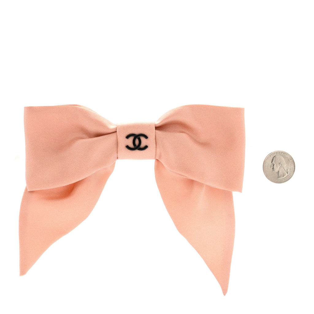 Chanel Silk Bow CC Hair Clip Pink Black