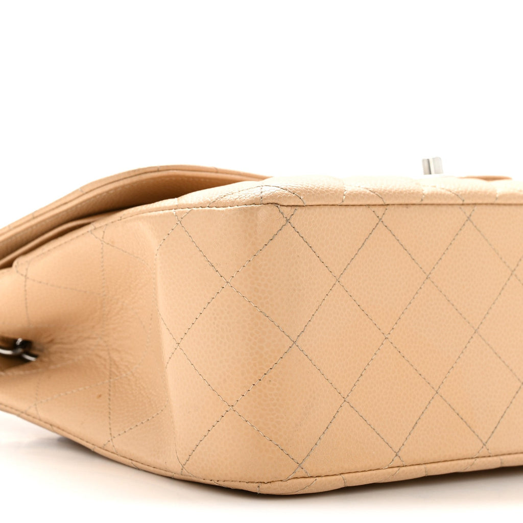 Chanel Caviar Quilted Jumbo Double Flap Beige Clair