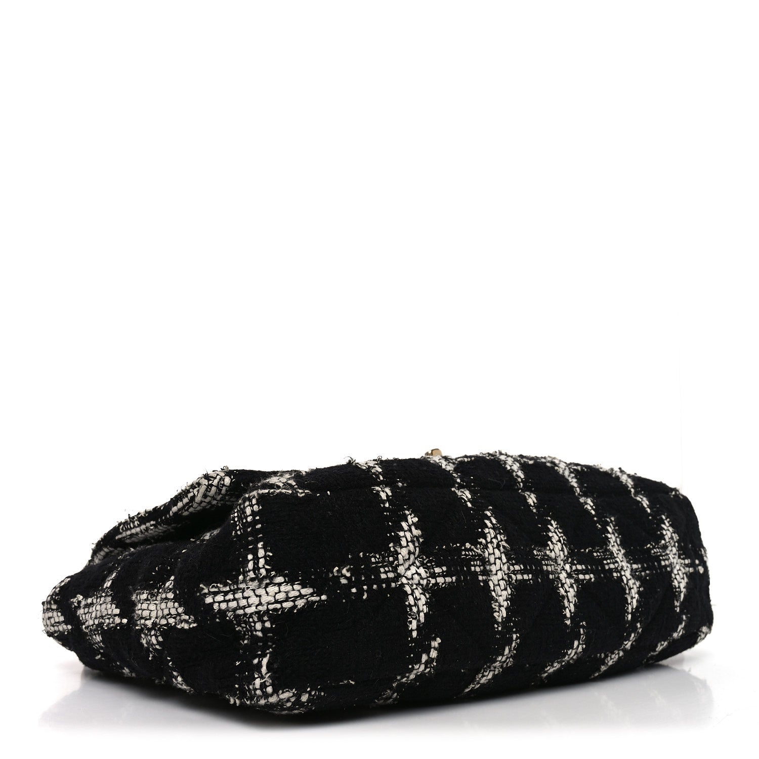 Chanel Tweed Quilted Maxi Chanel 19 Flap Black White