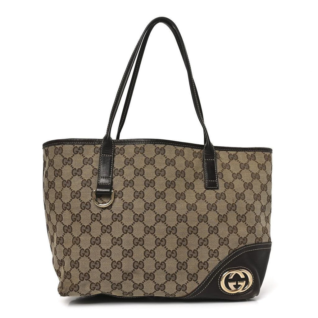 Gucci Monogram Medium New Britt Tote Brown