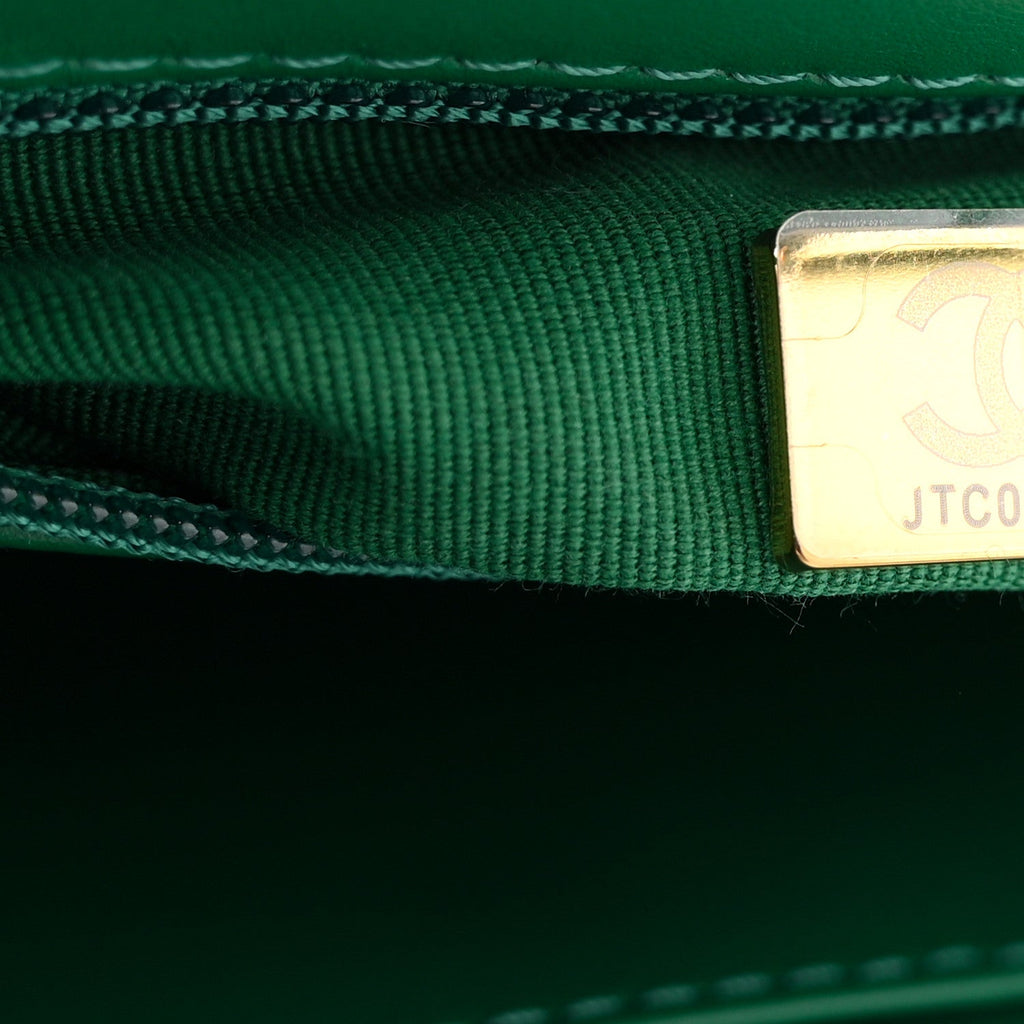 Chanel Shiny Aged Calfskin Quilted Nano Kelly Shopper Green