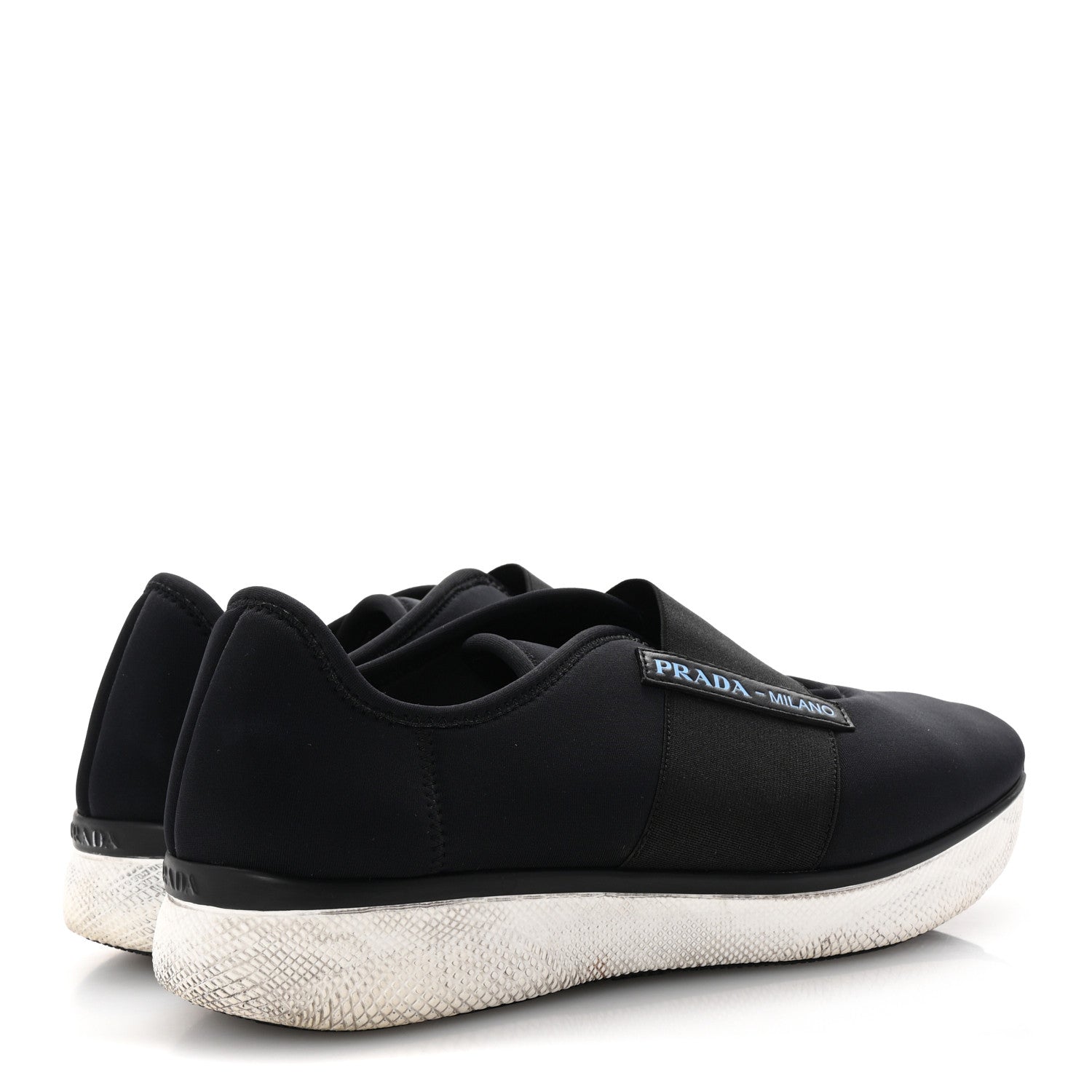 Prada Neoprene Slip On Sneakers 39 Black